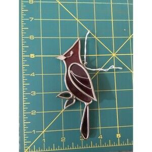 Vintage Cardinal Bird Sun Catcher Red Glass